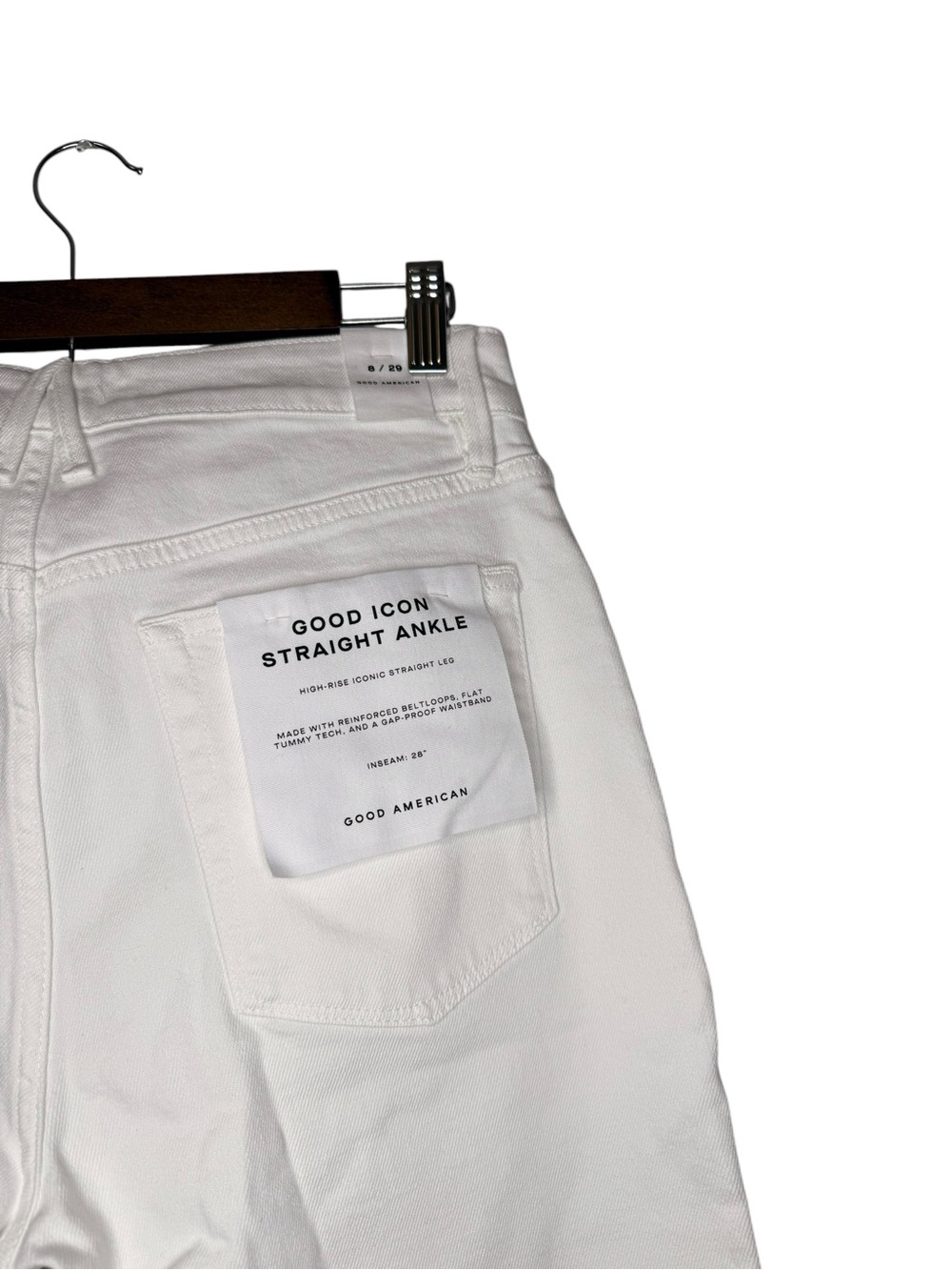 Good American Good Icon Straight Ankle Jeans White Size 8 NWT - Picture 10 of 11